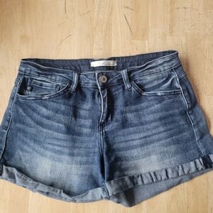Kancan Rolled Hem Dark Wash Denim Shorts Size W9 / 28